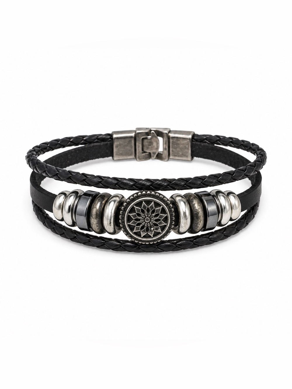 Viking Compass Leather Bracelet